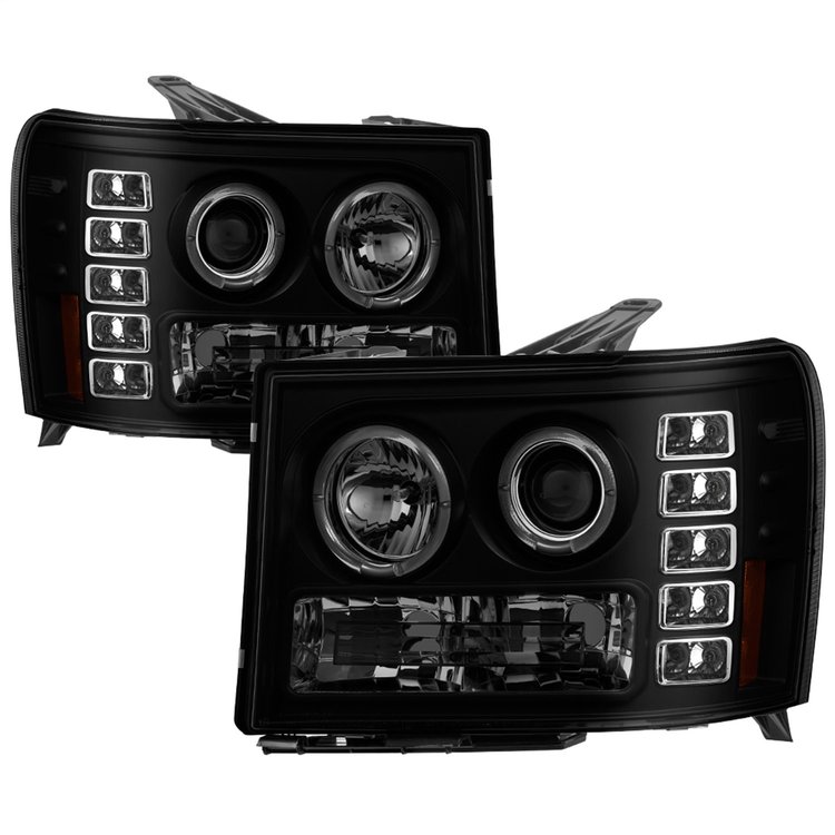Halo LED Projector Headlights <li>2007-2013 GMC Sierra