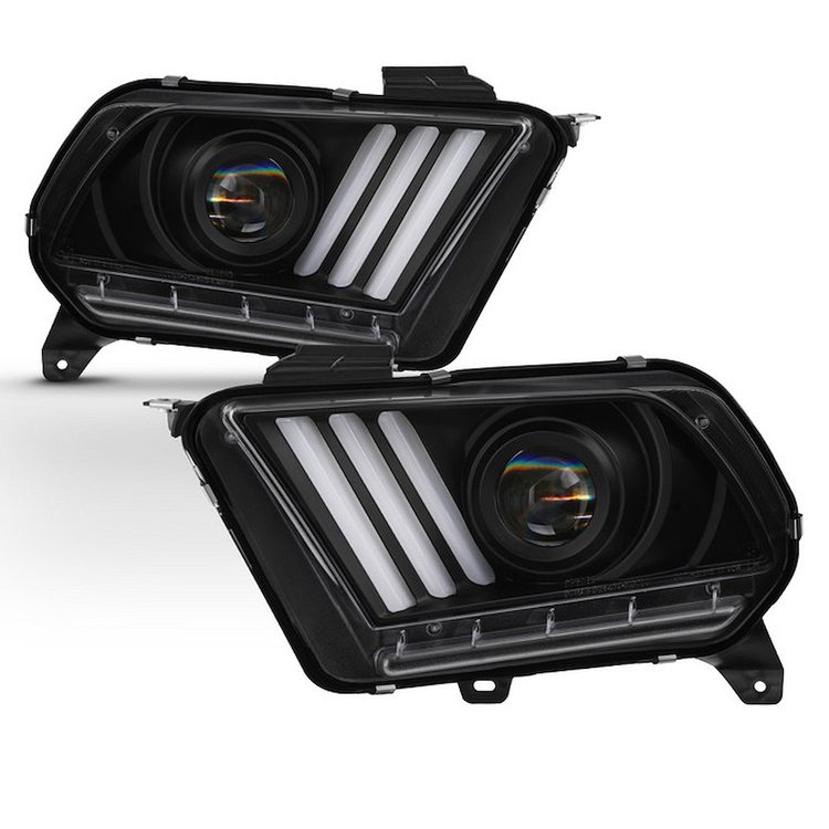 Light Bar LED Projector Headlights 2010-2013 Ford Mustang w/HID Headlights