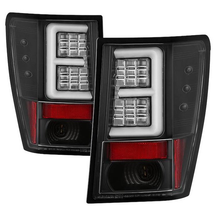 Light Bar LED Tail Lights for 2007-2010 Jeep Grand Cherokee [Black]