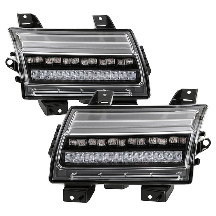 Front LED Bumper Lights [Halogen Model Replacement] for Jeep Wrangler JL, Gladiator JT [Black]