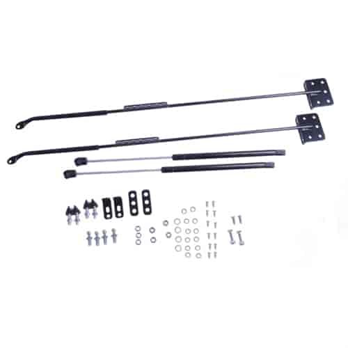 This hood lift kit from Rugged Ridge fits 72-86 Jeep CJs 87-95 Jeep Wrangler YJ 97-06 Jeep TJ and 04-06 LJ Wrangler Unlimited.