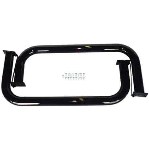 This pair of black powdercoated nerf bars from Rugged Ridge have step plates. Fits 76-83 Jeep CJ5.