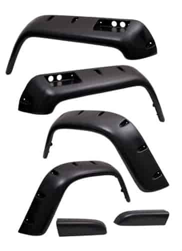 This 6-piece pocket-style All Terrain fender flare kit from Rugged Ridge fits 87-95 Jeep Wrangler. I
