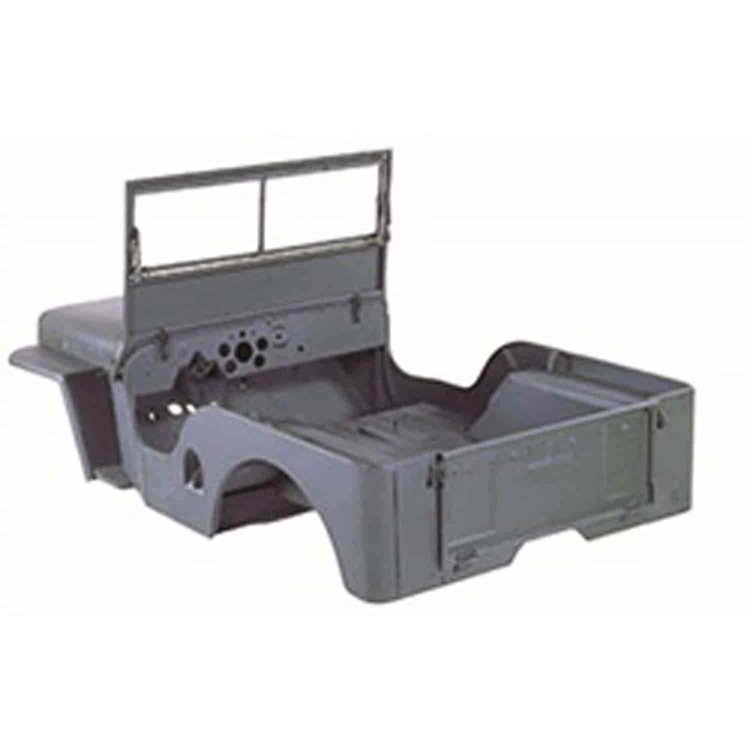 This reproduction steel body kit from Omix-ADA restores 46-49 Willys CJ2A. Includes the body tub fen