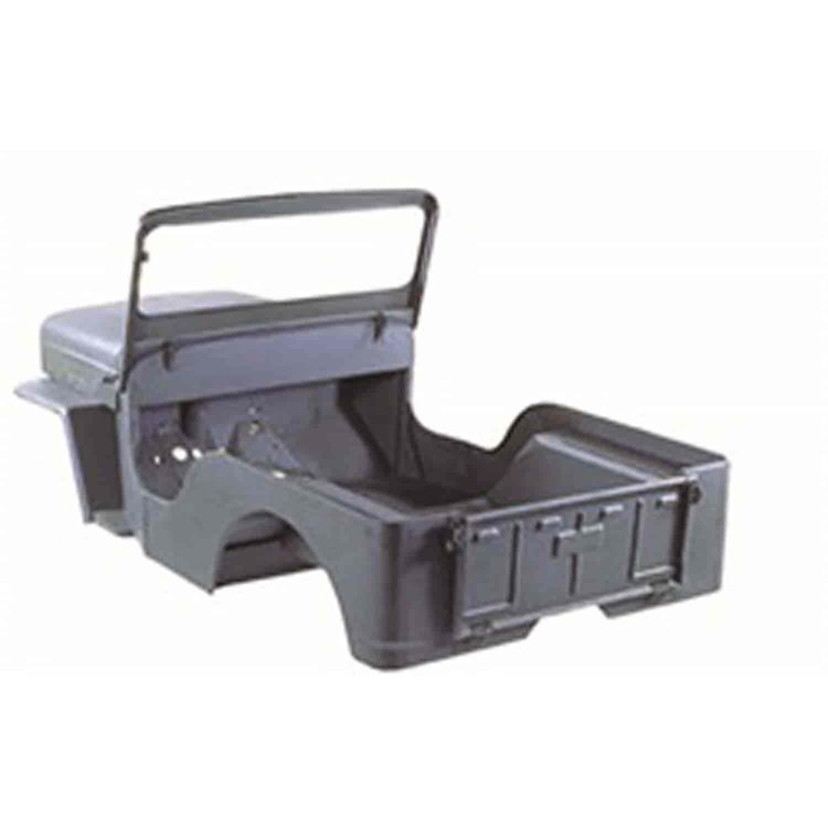 This reproduction steel body kit from Omix-ADA restores 53-64 Willys CJ3B. Includes the body tub fen