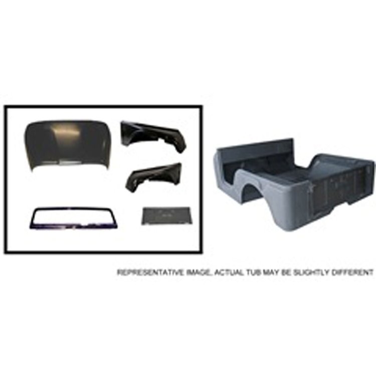 This reproduction steel body kit from Omix-ADA restores 72-75 Jeep CJ5. Includes the body tub fender