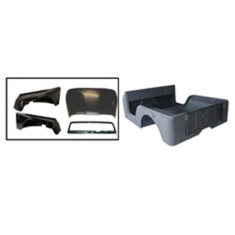 This reproduction steel body kit from Omix-ADA restores 76-83 Jeep CJ5. Includes the body tub fender