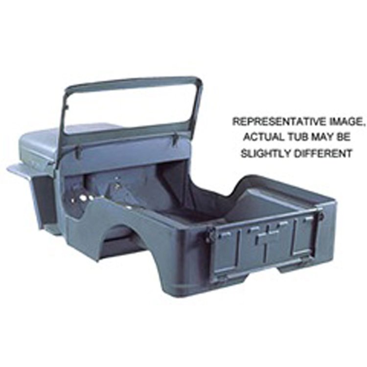This reproduction steel body tub from Omix-ADA restores rusty or damaged 53-68 Willys CJ3B bodies. Tub only
