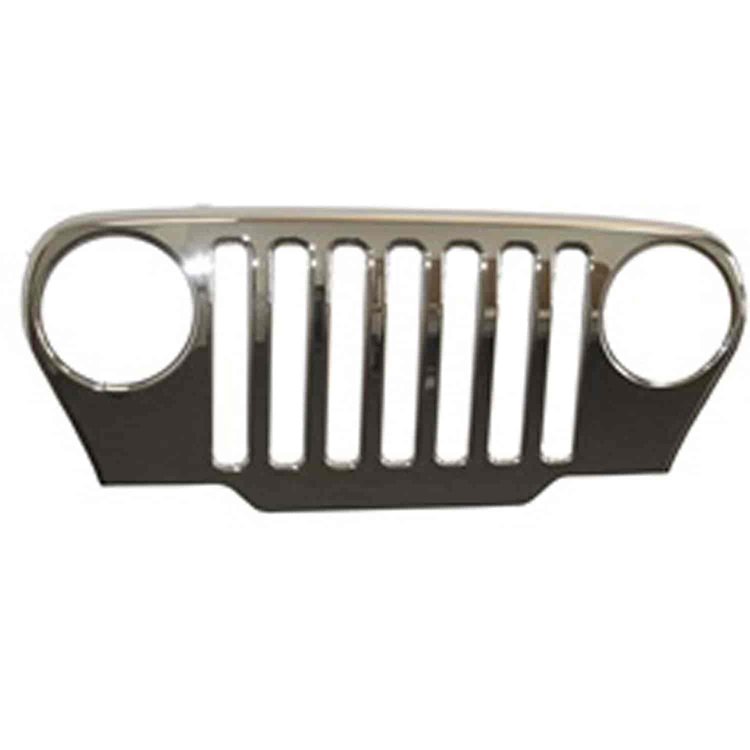 This chrome grille overlay from Rugged Ridge fits 97-06 Jeep Wrangler.