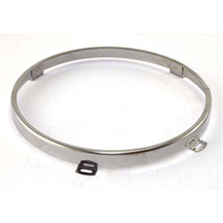 This stock headlight retaining ring from Omix-ADA fits 97-06 Jeep Wrangler TJ and 04-06 LJ Wrangler Unlimited.