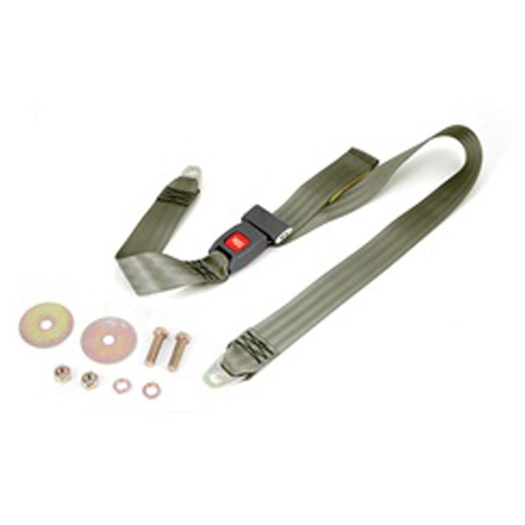 This olive drab 60 inch lap seat belt from Rugged Ridge fits 87-95 Jeep Wrangler YJ. Non-retractable.