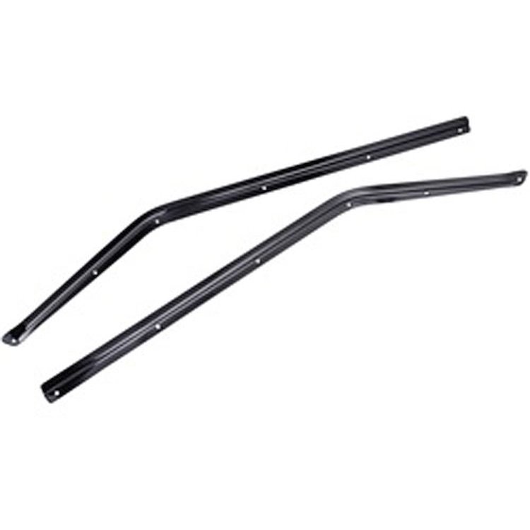 This pair of black powdercoated window retaining channels from Omix-ADA fit 87-95 Jeep Wrangler half doors.