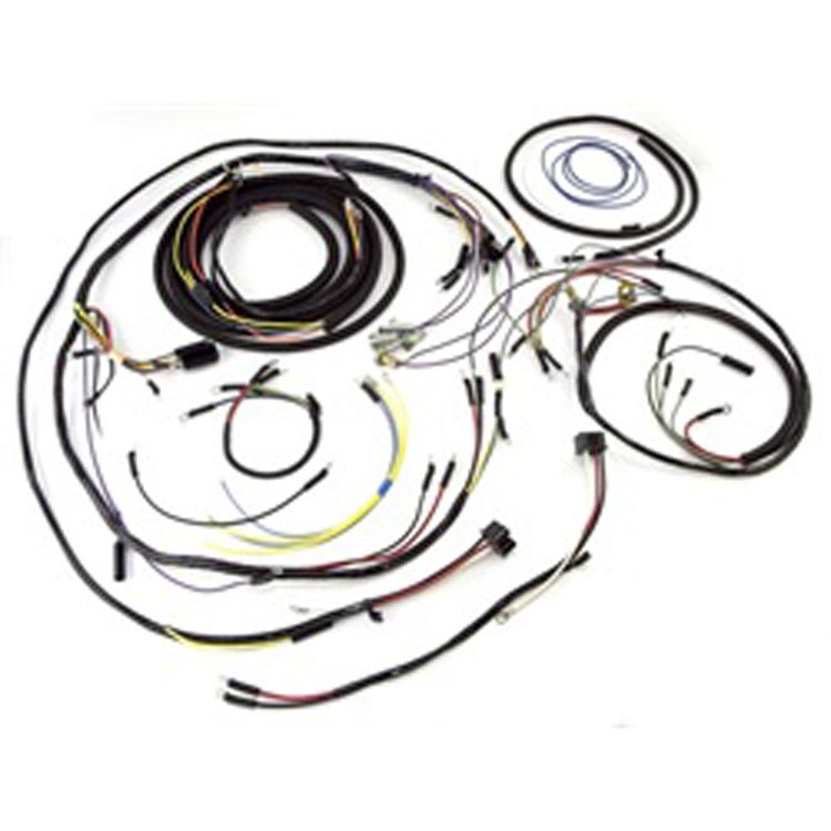 This complete wiring harness with plastic wire cover from Omix-ADA fits 57-64 Willys CJ3B.