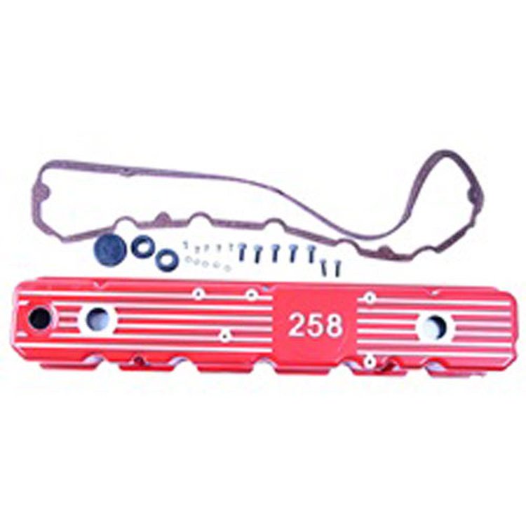 Valve Cover 4.2L Die Cast Aluminum Red Finish With 4.2L Script 81-83 CJ5 81-86 CJ7 81-86 CJ8 87 Wran