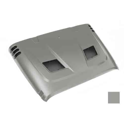This Performance Vented Hood from Rugged Ridge is painted with the PDA paint code. Light Graystone P