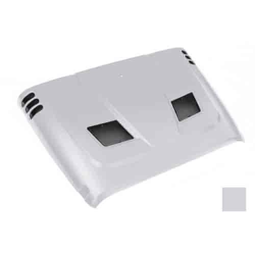 This Performance Vented Hood from Rugged Ridge is painted with the PS2 paint code. Bright Silver Met