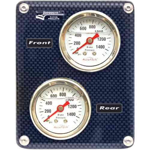 Mini Brake Balance Panel (2) 1.5", 1500 PSI White Face Gauges