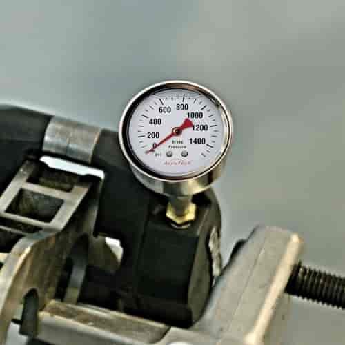 Vertical Quick Check Brake Pressure Gauge 1.5", 1500 PSI White Face Gauge