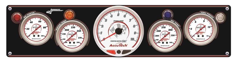 Sportsman Black Panel 4 Ga WT/OP/OT/FP w/SMI Silver Tach