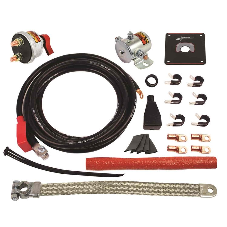 Total Battery Cable Kit w/Switch Solenoid 133 strand 1/0 pre-cut cables