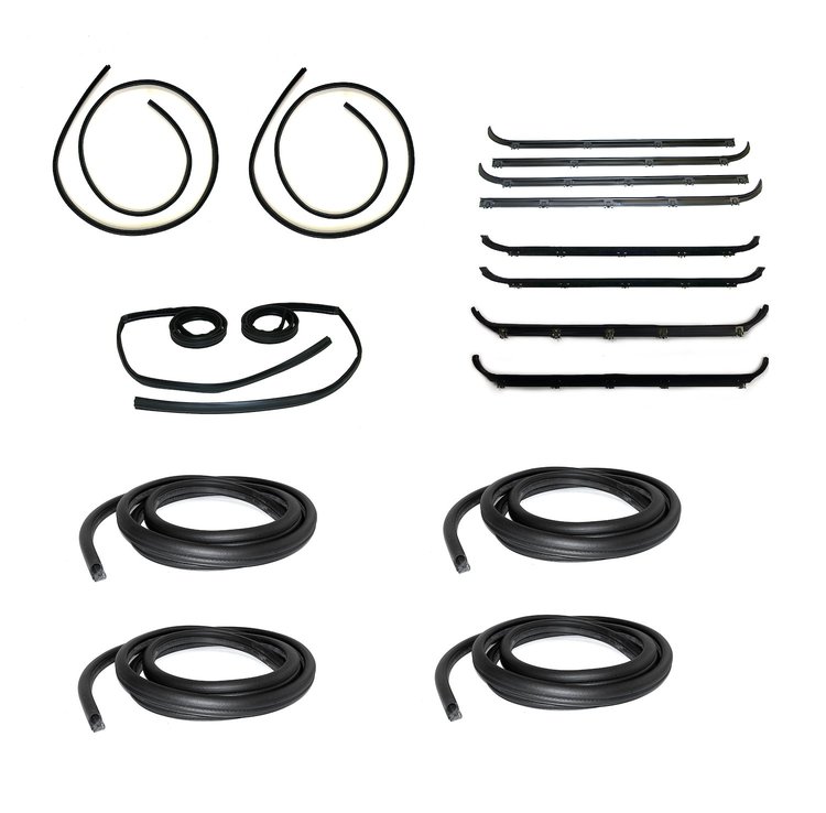 FC-KF1039-16 Front & Rear Belt Weatherstrip Door Seal & Window Channel 16pc Kit, Front Driver/Passenger Side, Ford F-250/F-350
