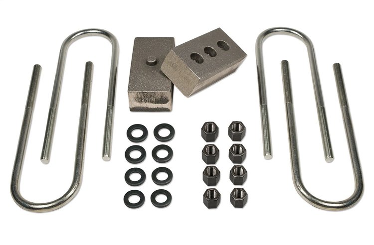 Axle Lift Blocks Kit 2 in. H x 3 in. W x 5.75 in. L Non-Tapered For Vehicles w/3.5 in. Rear Axle Tube Dual Pinned Incl. U-Bolts