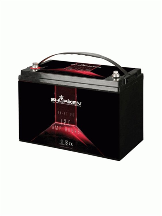 SK-BT120 Battery, Size: 13 in. x 8.5 in. x 6.75 in., Weight: 19 lbs., 120 AMP Hours, Use For Audio Systems Up To 2400 Watts