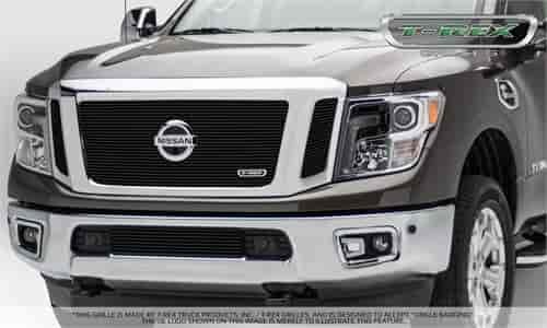 Nissan Titan Bumper Billet Grille Overlay All Black Powdercoat 8-Bars