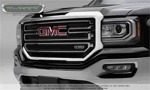 GMC Sierra 1500 Upper Class Formed Mesh Grille Main Insert 2 Pc Mild Steel Black. Will Not Fit SLT D