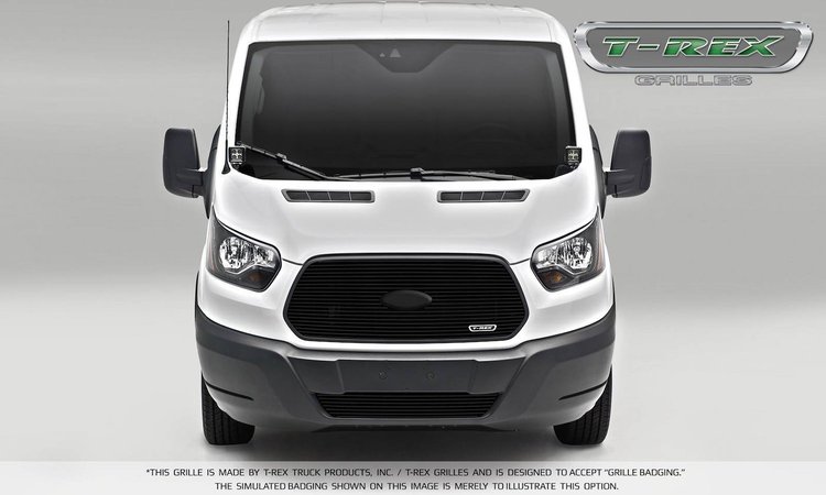 Ford Transit Laser Billet Grille with Logo Black Powdercoating.
