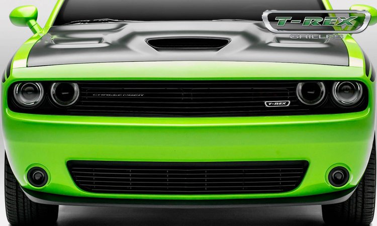 Dodge Challenger Laser Billet Grille Short Version All Black. Does not work on vehicles with Radar