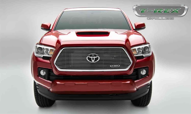 Laser Billet Series Main Grille Insert W/ Polished Aluminum Horizontal Bars W/ Logo Recess