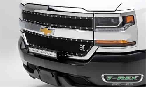 Chevrolet Silverado 1500 X-Metal Series 2 Pc Main Grille Overlay W/ Small Mesh Powdercoat Black Stee