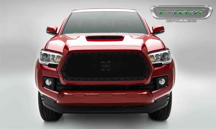 Stealth Metal Formed Mesh Main Grille Insert 1 Pc Black Powder Coated Mild Steel With Logo All Black