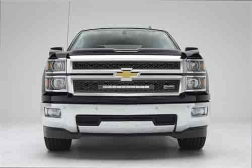 ZROADZ Series LED Lighted Grille w/ One 20 Inch Slim single row LED Bar ZROADZ Laser Cut pattern 2pc