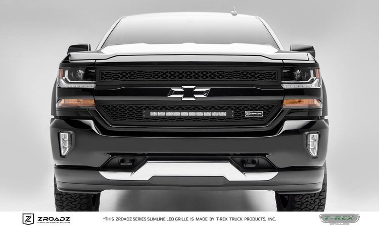 Chevrolet Silverado 1500 Zroadz Series Led Lighted Grille W/ One 20 Inch Slim Single Row Led Bar Zro