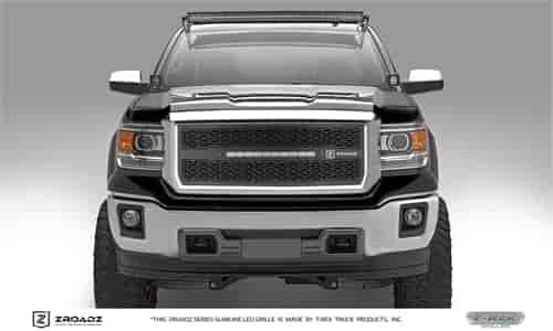 ZROADZ Series LED Lighted Grille w/ One 20 Inch Slim single row LED Bar ZROADZ Laser Cut pattern Mai