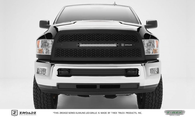 ZROADZ Series LED Lighted Grille w/ One 20 Inch Slim single row LED Bar ZROADZ Laser Cut pattern Mai