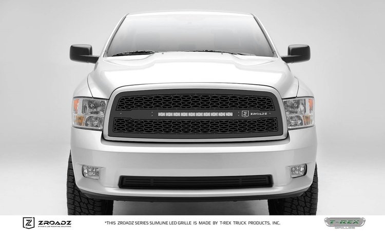 ZROADZ Series LED Lighted Grille w/ One 20 Inch Slim single row LED Bar ZROADZ Laser Cut pattern Mai