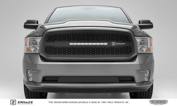 ZROADZ Series LED Lighted Grille w/ One 20 Inch Slim single row LED Bar ZROADZ Laser Cut pattern Mai