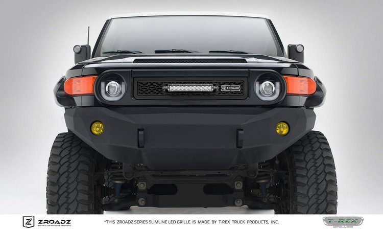 Toyota FJ Cruiser ZROADZ Series LED Lighted Grille w/ One 10 Inch Slim single row LED Bar ZROADZ Las