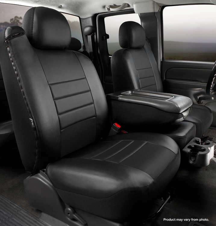 SL68-16 BLK/BLK SL60-Series Leatherlite Simulated Leather Custom-Fit Front Seat Cover, Black Fits Select Chevy/GMC