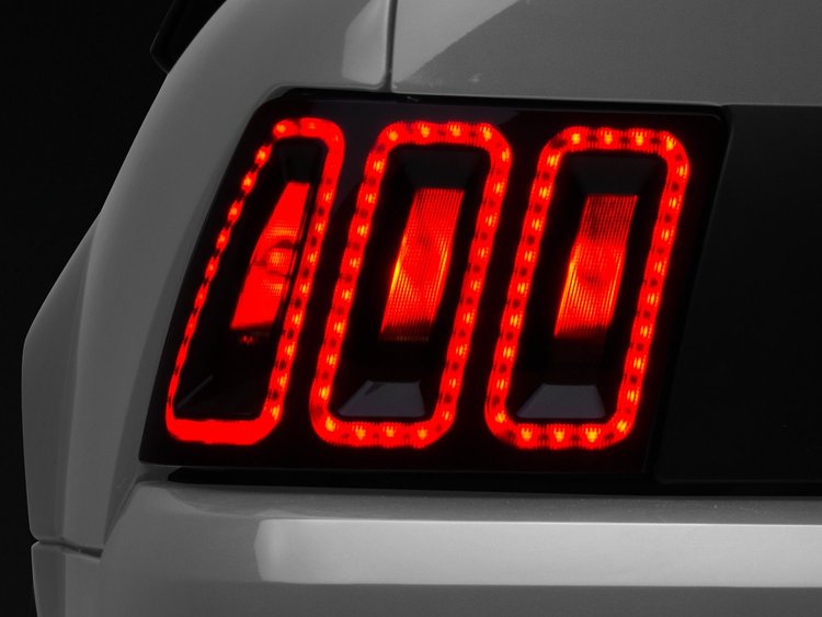 100807 Icon LED Tail Lights for 2099-2004 Ford Mustang (Excl. 99-01 Cobra), Black Housing [Smoked Lens]