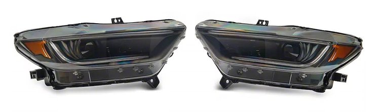 406011 LED Headlights for 2015-2017 Ford Mustang; 2018-2022 Mustang GT350/GT500, Black Housing [Smoked Lens]