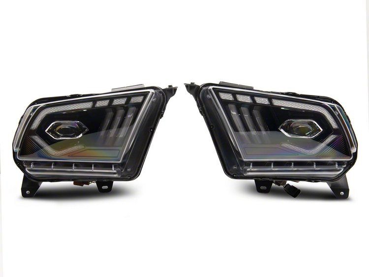 422461 LED Projector Headlights for 2010-2012 Ford Mustang w/ Factory Halogens, Black Housing [Clear Lens]