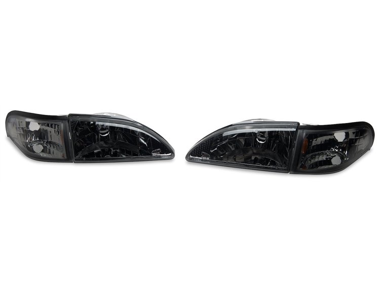 49050 Axial Series Cobra Style Headlights for 1994-1998 Ford Mustang, Black Housing [Clear Lens]