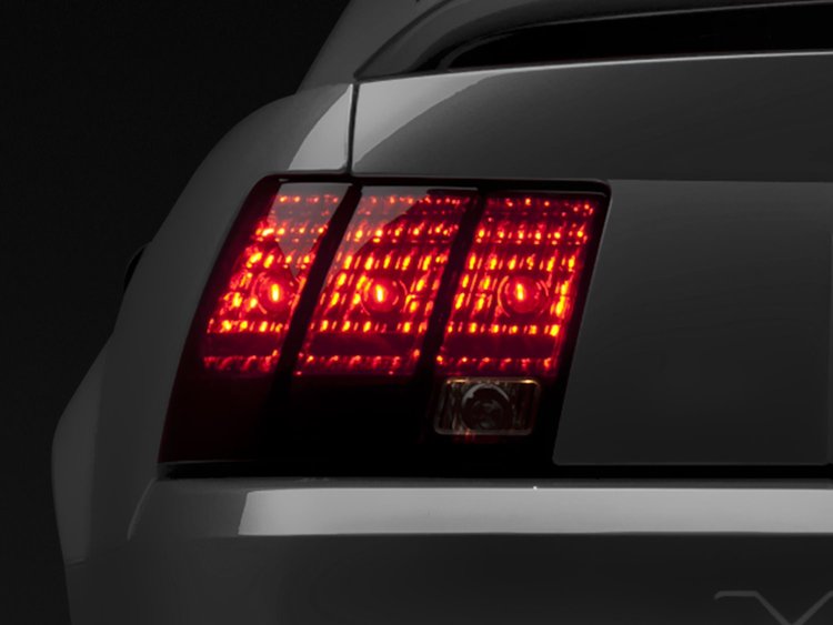 49080 Tail Lights for 1999-2004 Ford Mustang (Excl. 99-01 Cobra), Black Housing [Smoked Lens]
