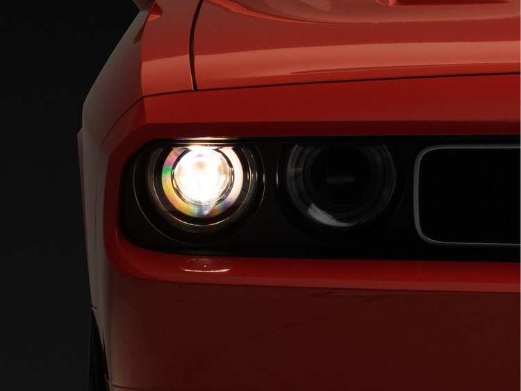 CH3761 Halo Projctor Headlights w/Sequential Turn Signals for 2008-2014 Dodge Challenger, Black Housing [Clear Lens]