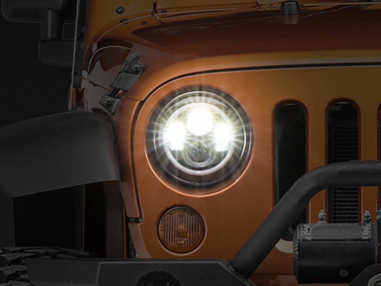 J108037 Axial Halo Headlights w/ DRL Amber Signals for 1997-2018 Jeep Wrangler TJ/JK, Black Housing [Clear Lens]