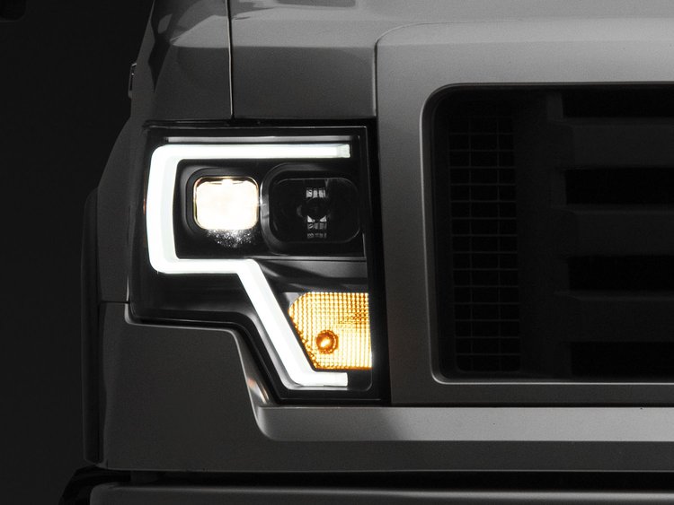 T542845 Projector Headlights w/ LED Accent for 2009-2014 Ford F-150, Black Housing [Clear Lens]